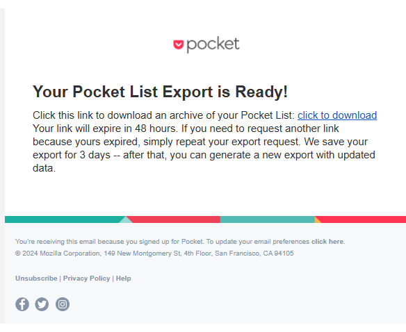 Pocketダウンロードリンク
