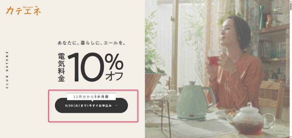 カテエネ10％割引キャンペーン
